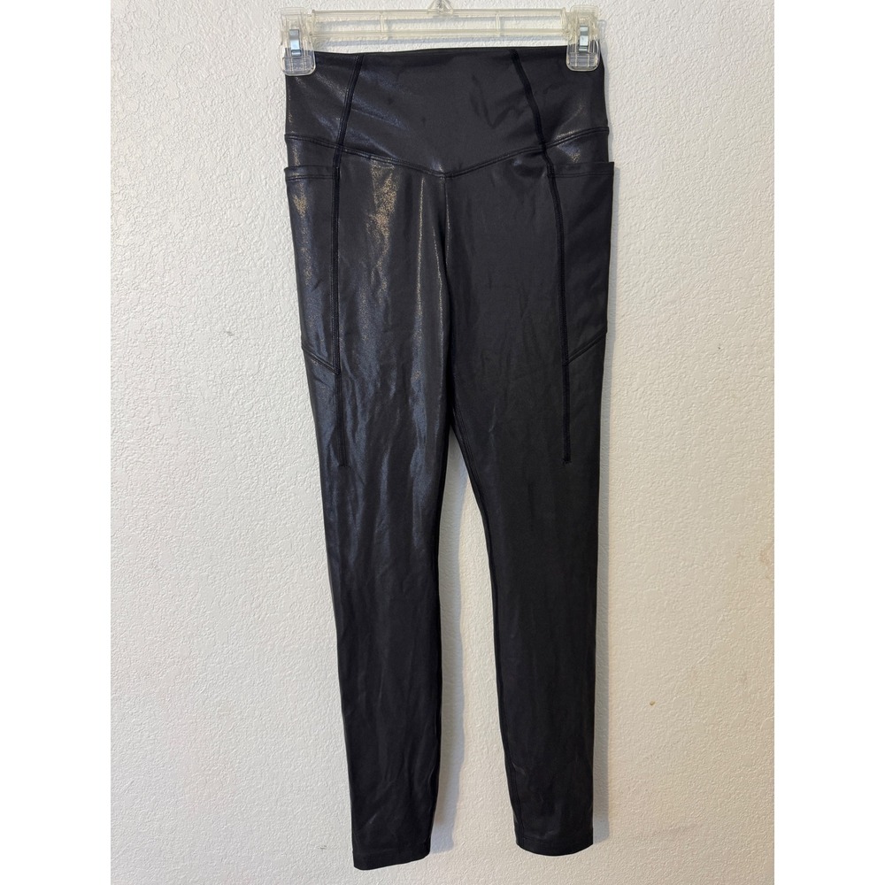 PINK ACTIVE Women's High Waisted Pocket Leggings Black‎ Metallic  XS